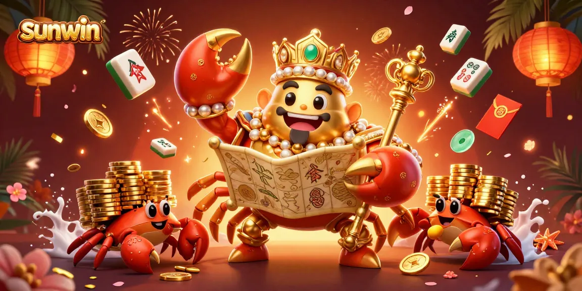 Experience the sunwin excitement with the golden crab emperor amidst dazzling casino elements.