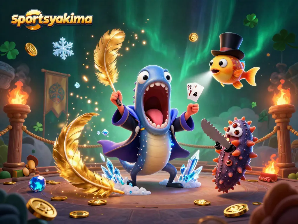 Experience the thrill of sportsyakima with vibrant characters in a colorful casino scene.