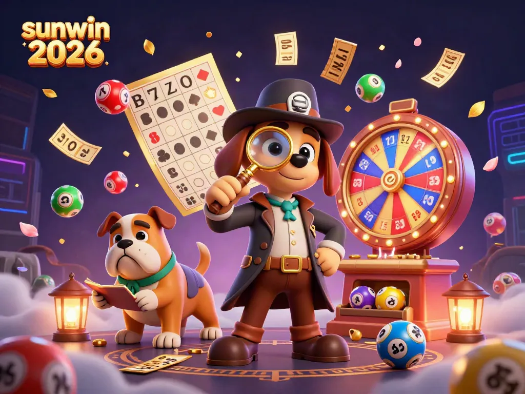 Experience the excitement of sunwin 2026 with a detective-themed casino scene showcasing dynamic games and clues.